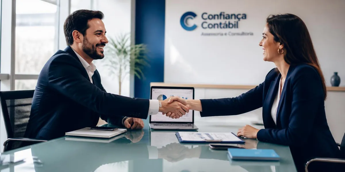 Empresários fechando acordo com um escritório de contabilidade